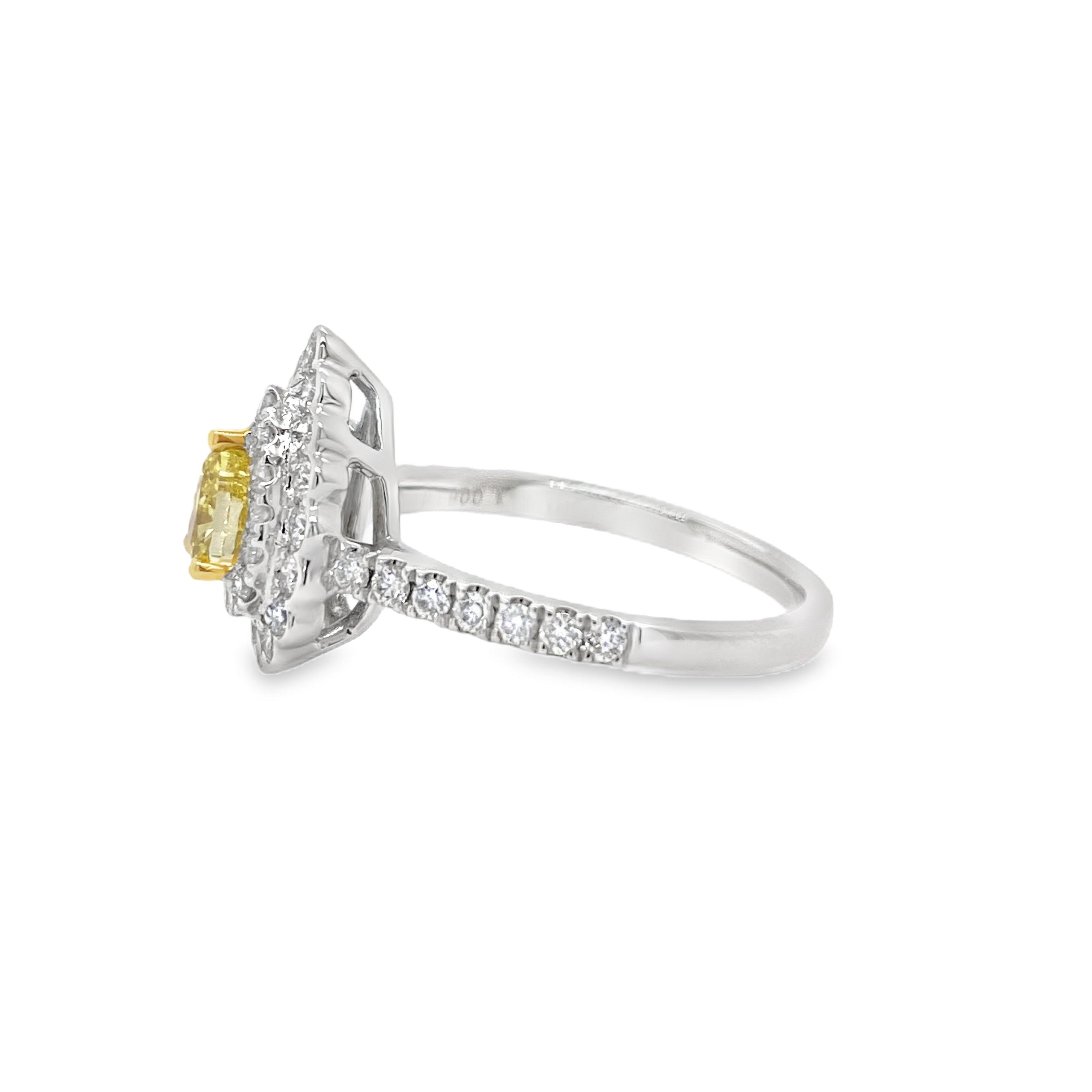 Fancy Intense Yellow Pear Diamond Ring