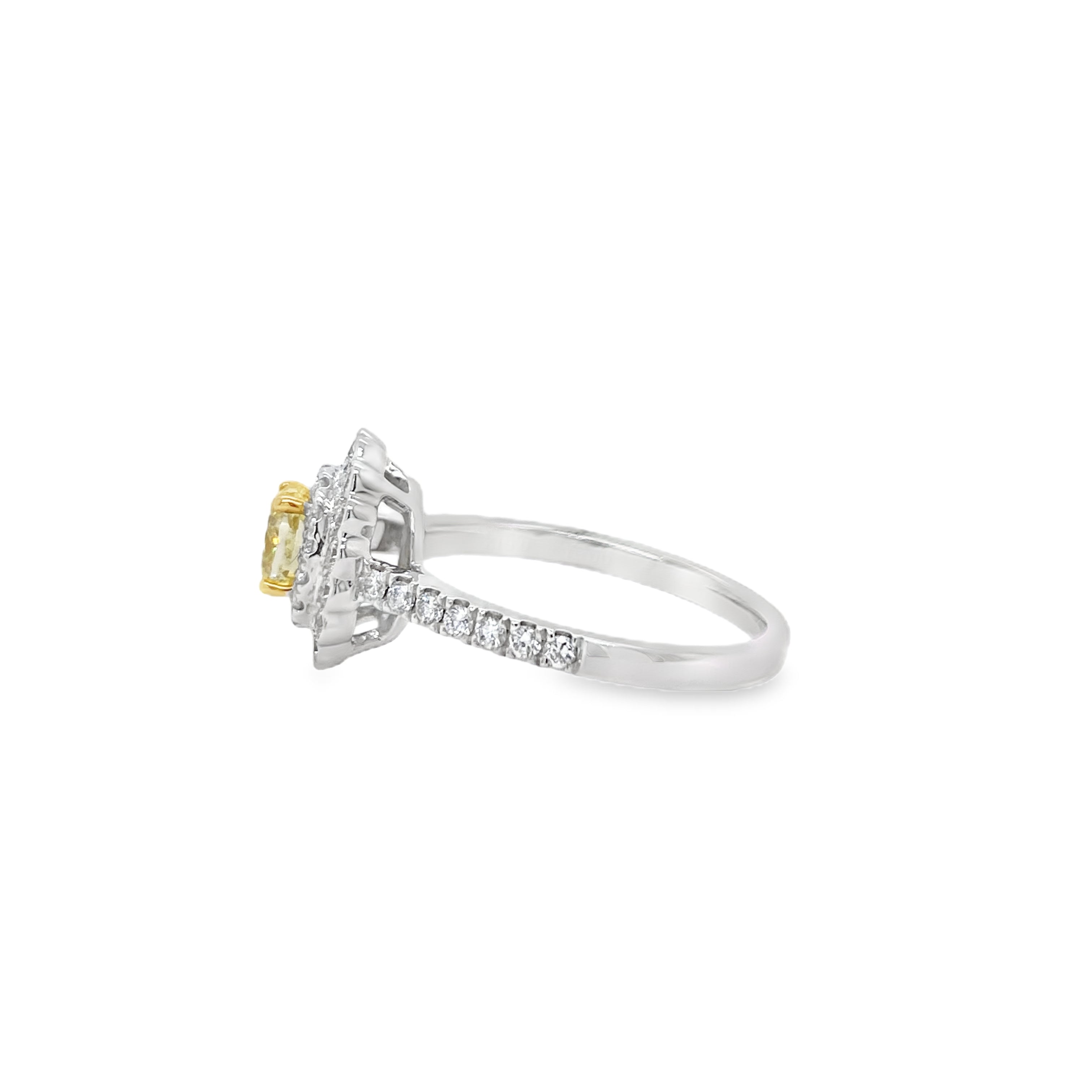 Fancy Intense Yellow Oval Diamond Ring