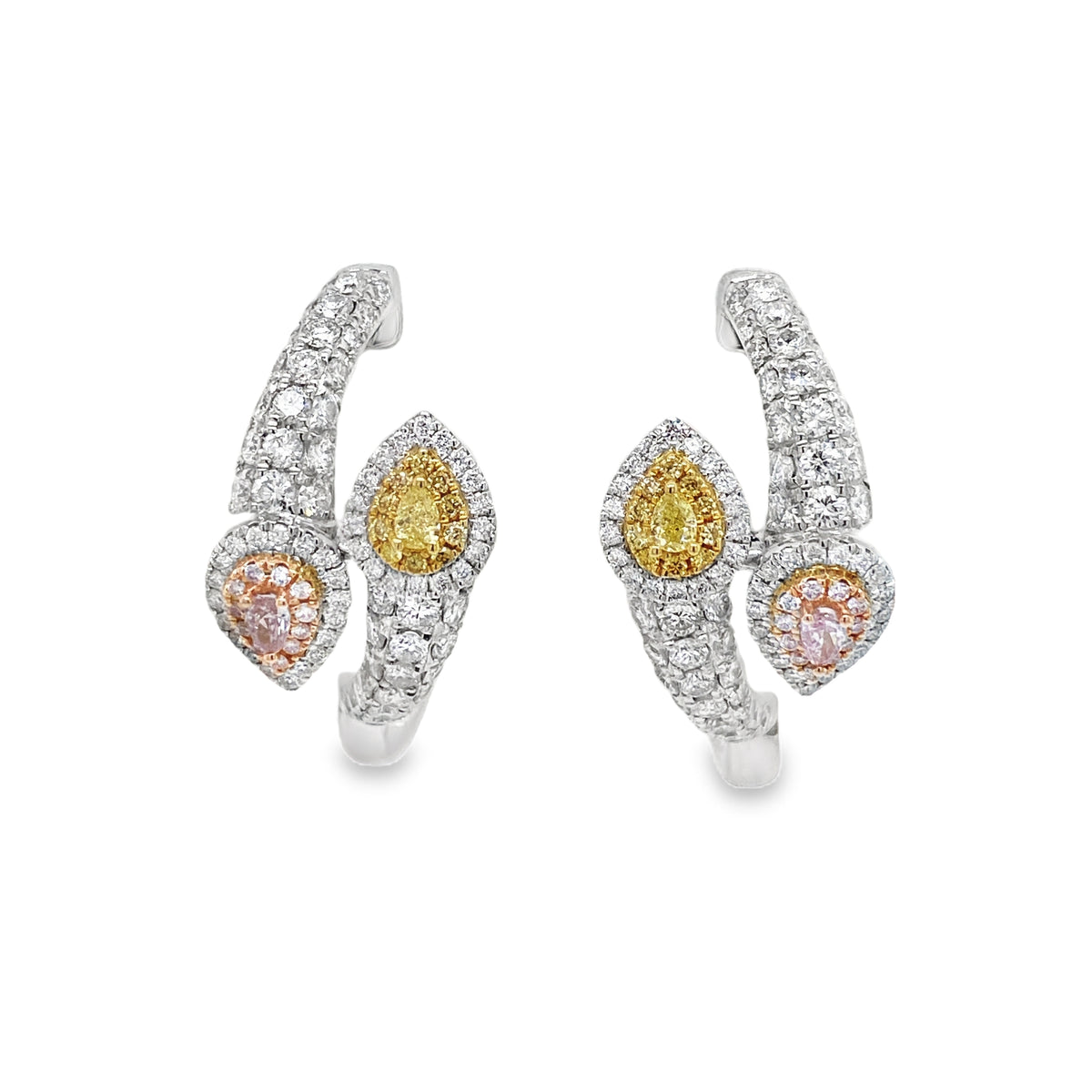 Fancy Pink & Yellow Diamond Statement Earrings