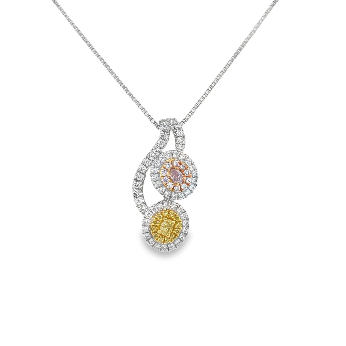 Fancy Light Purplish Pink & Yellow Diamond Oval Pendant