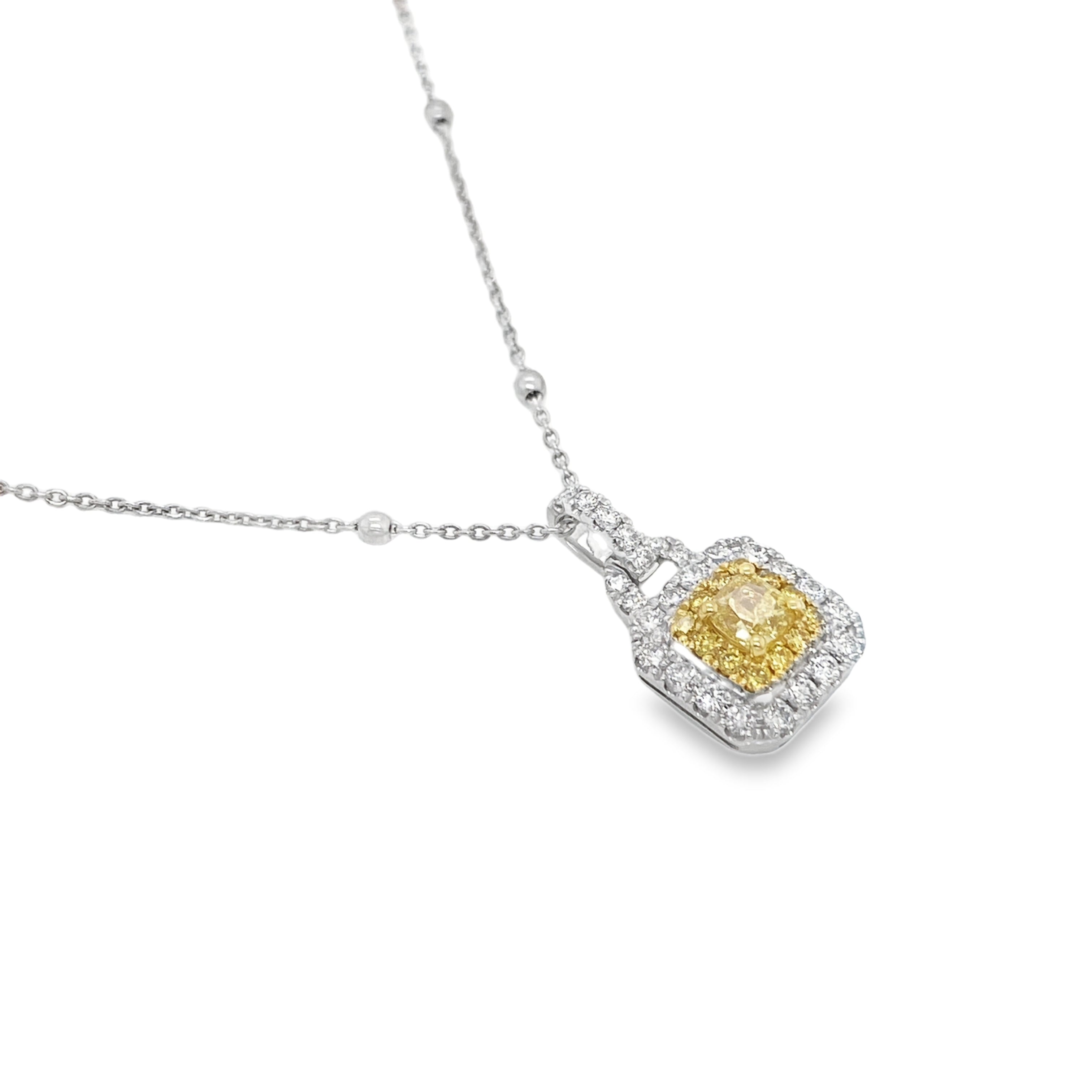 Fancy Intense Yellow Cushion Diamond "Lock-Style" Pendant