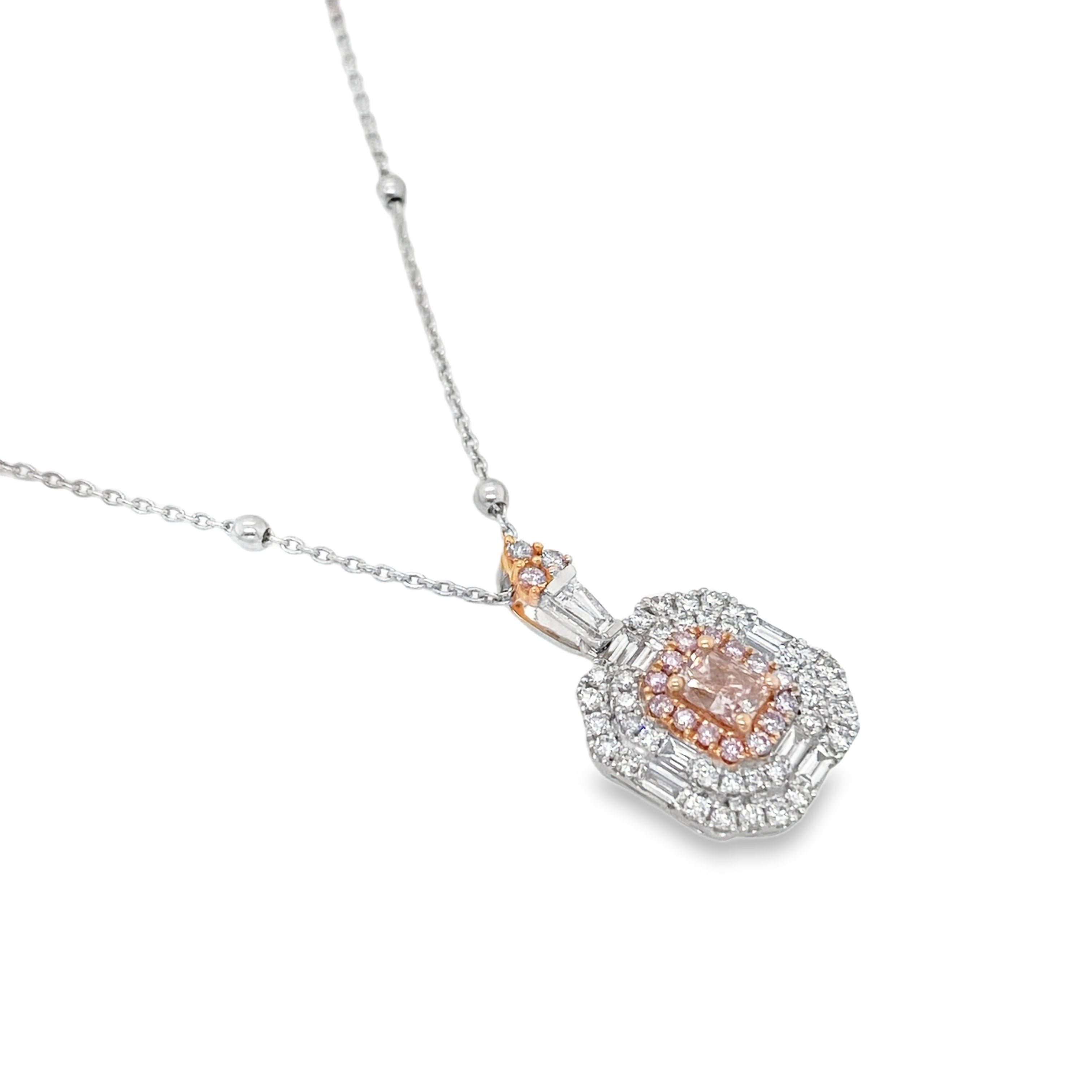 Fancy Pink Radiant Diamond Pendant