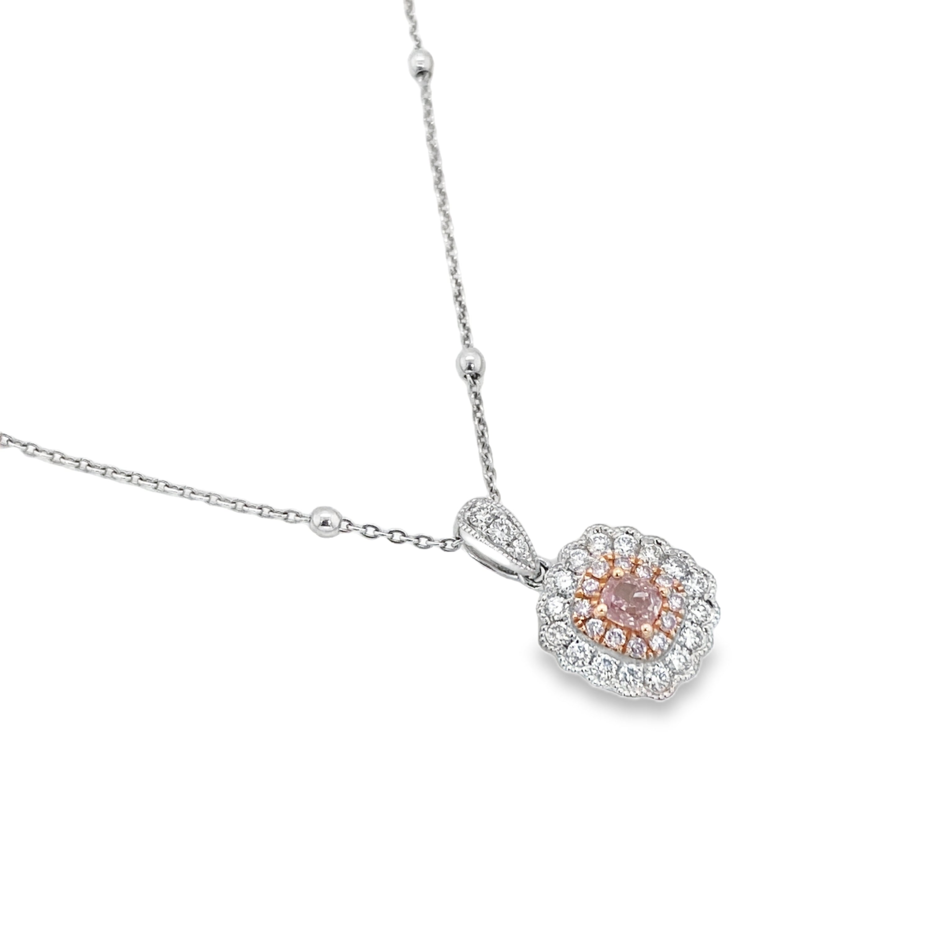 Fancy Light Pink Cushion Diamond Pendant