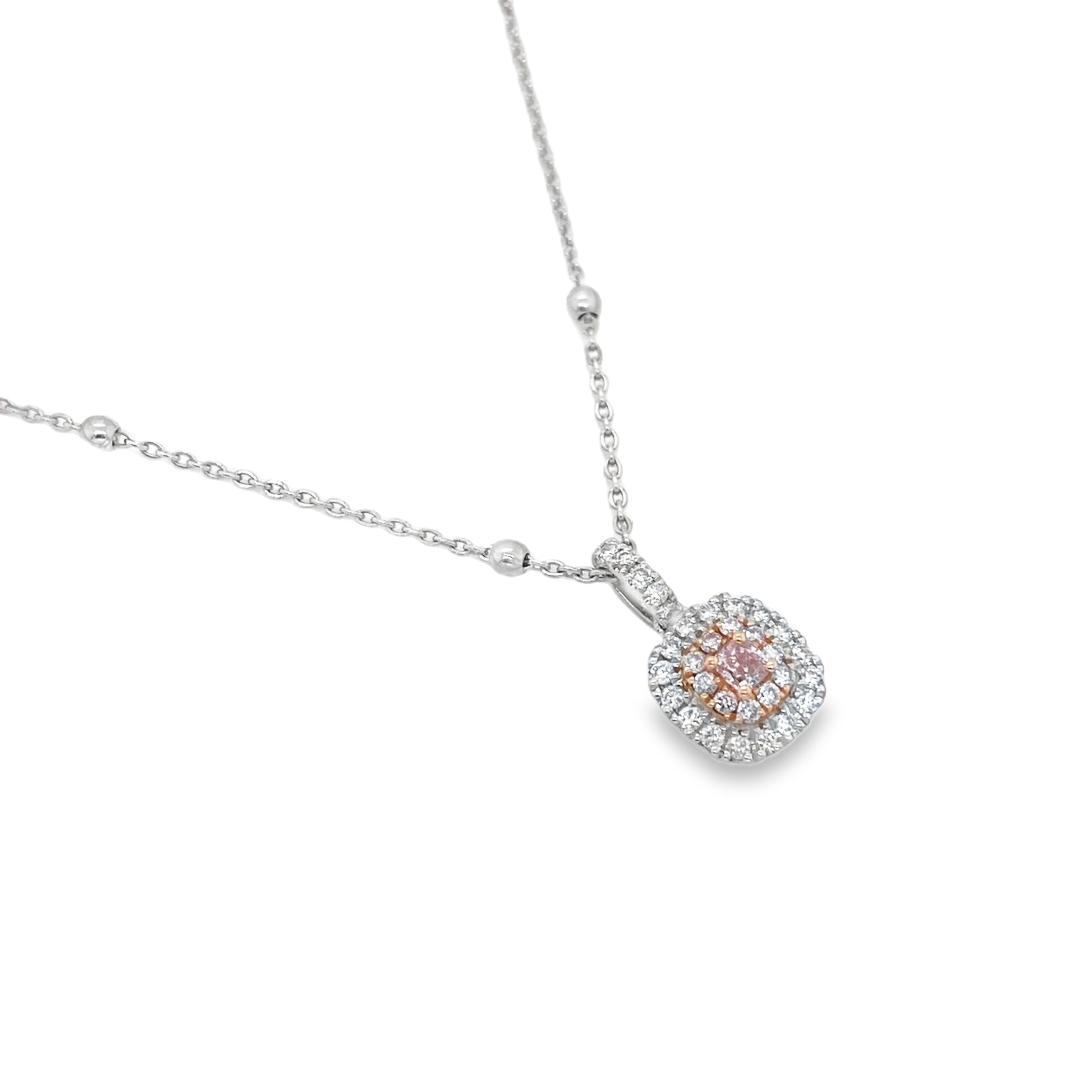 Fancy Light Pink Cushion Diamond Pendant
