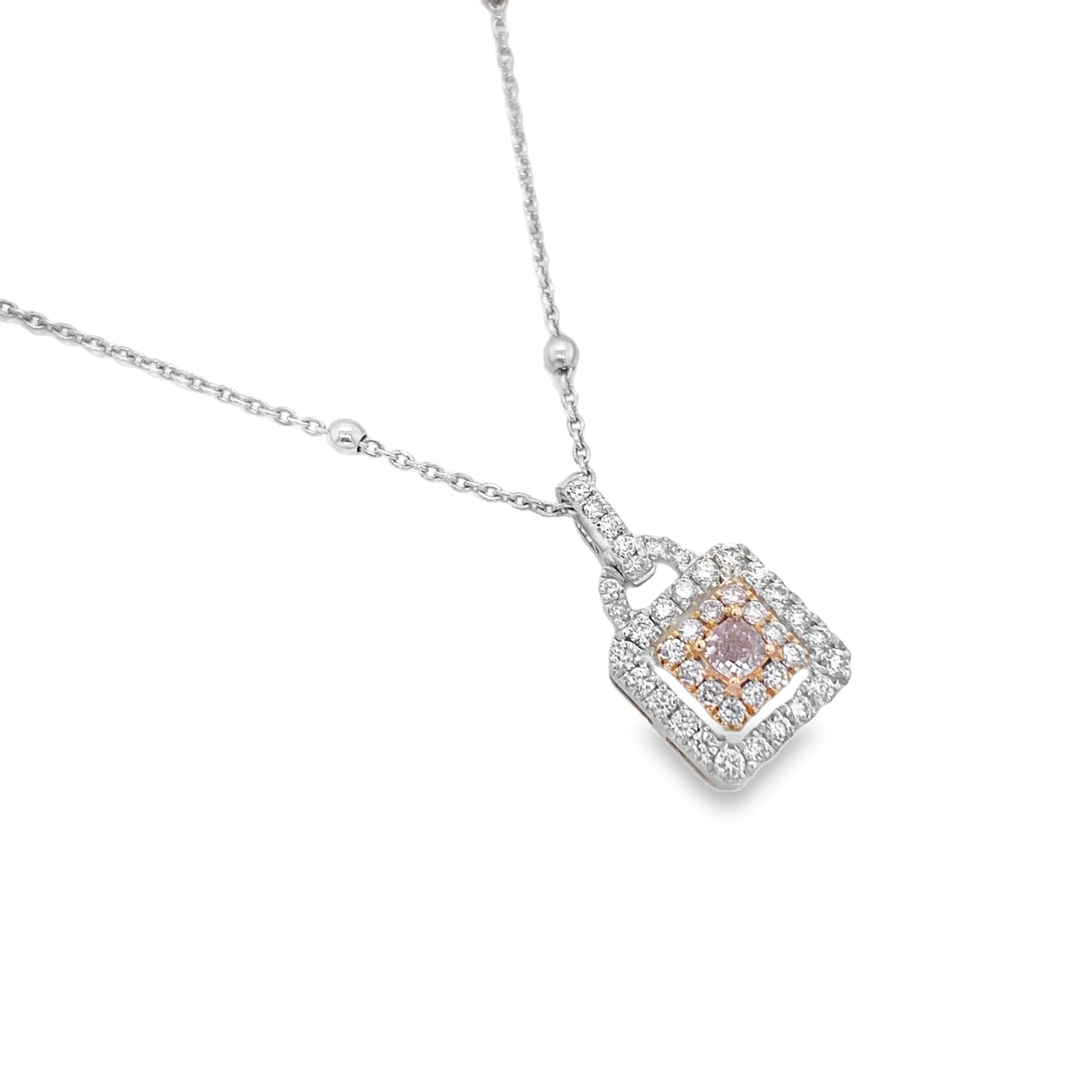 0.13ct Fancy Light Purplish Pink Diamond Cushion Pendant - Candid Japan
