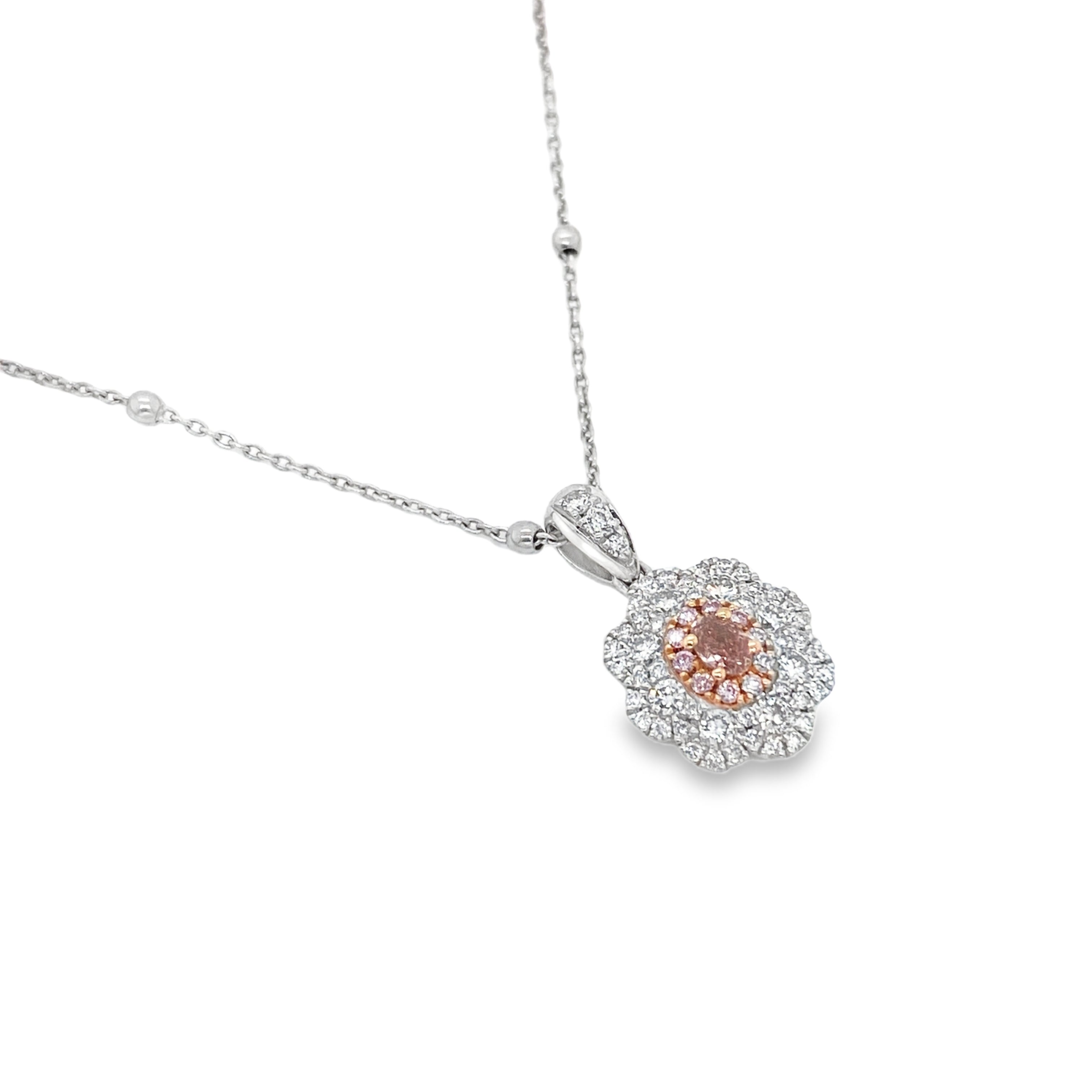 Fancy Intense Orangy Pink Oval Diamond Pendant