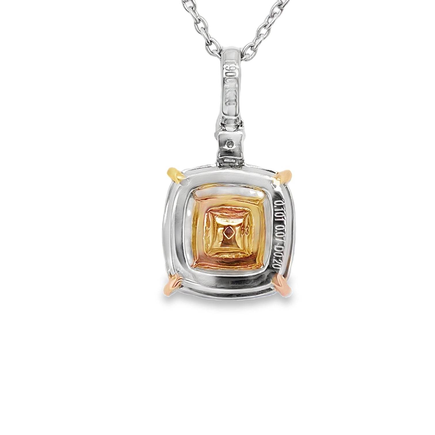 0.25ct Fancy Light Brown Pink Diamond Cushion-Cut Pendant - Candid Japan