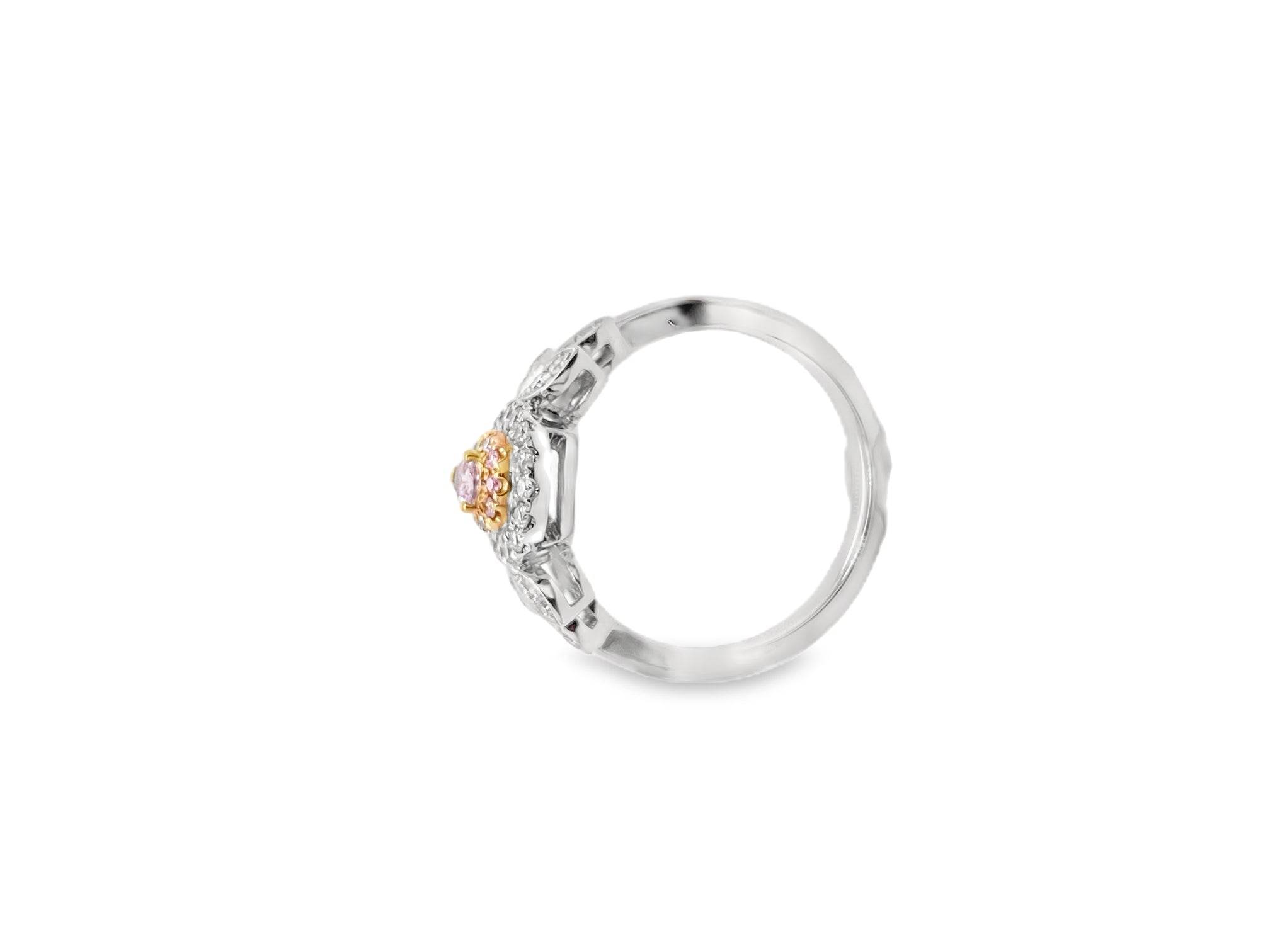 0.082ct Pear-Shaped Fancy Orange Pink Diamond Halo Ring - Candid Japan