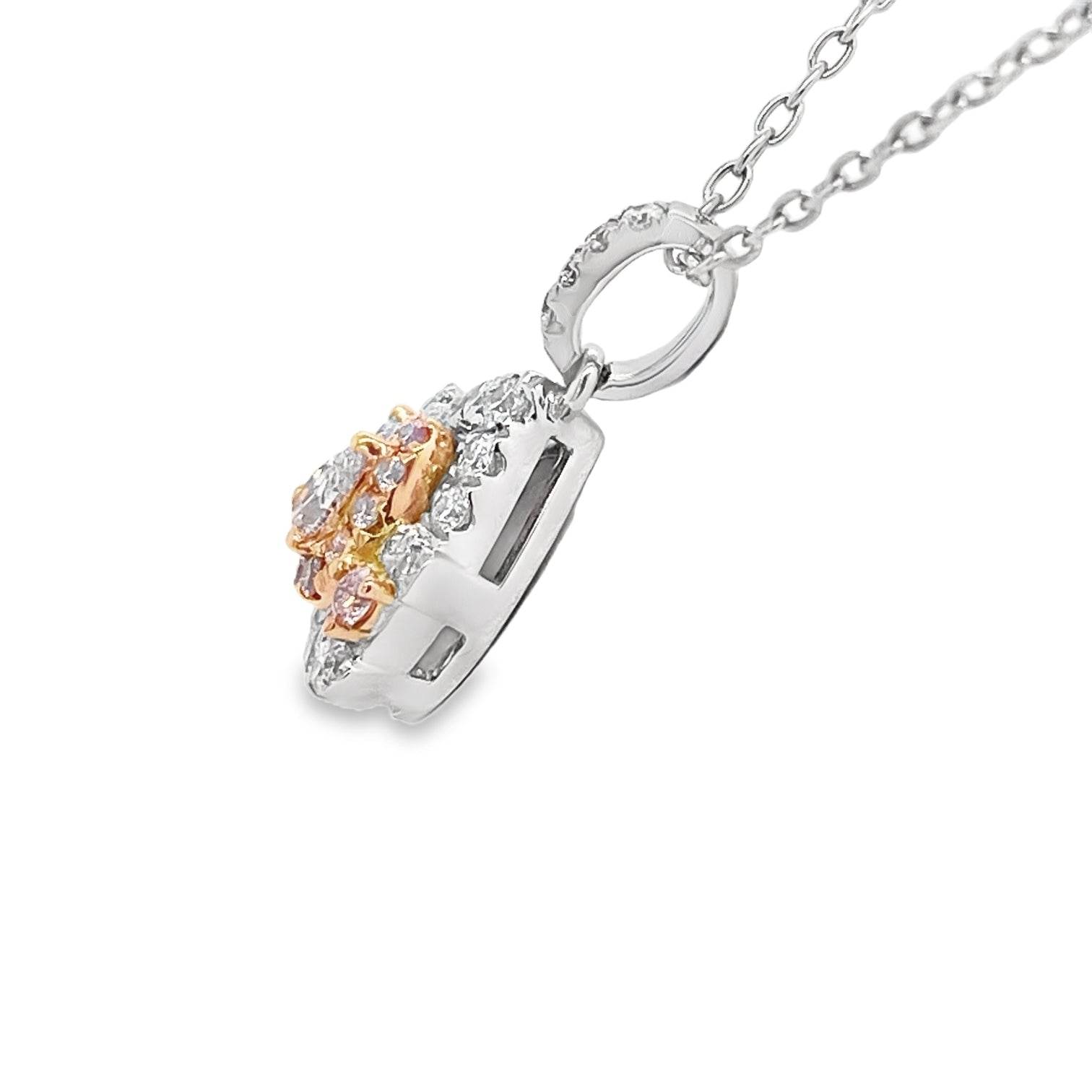 0.066ct Pear-Shaped Light Pink Diamond Double Halo Pendant - Candid Japan
