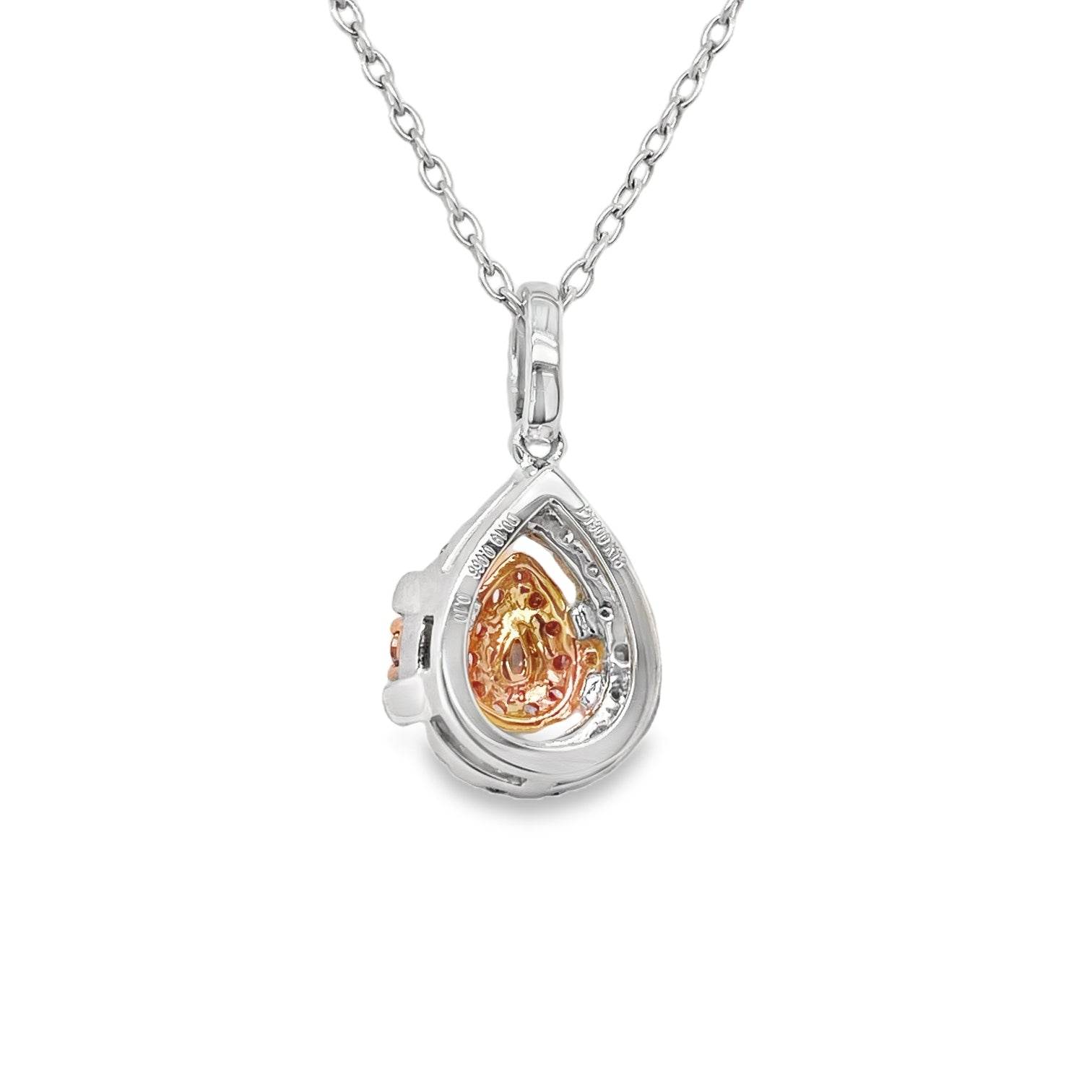 0.066ct Pear-Shaped Light Pink Diamond Double Halo Pendant - Candid Japan