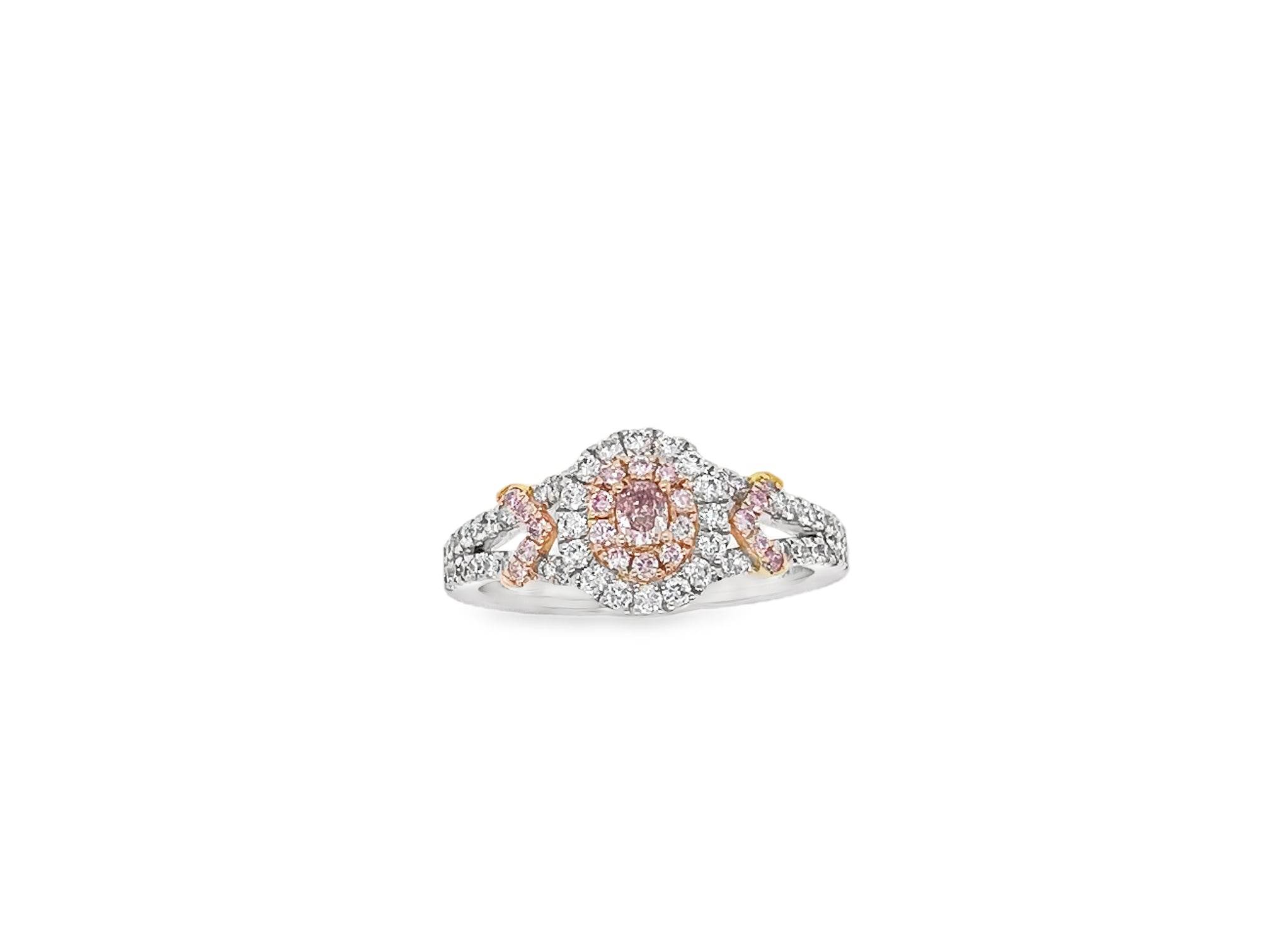 0.132ct Oval Fancy Light Purplish Pink Diamond Halo Ring - Candid Japan