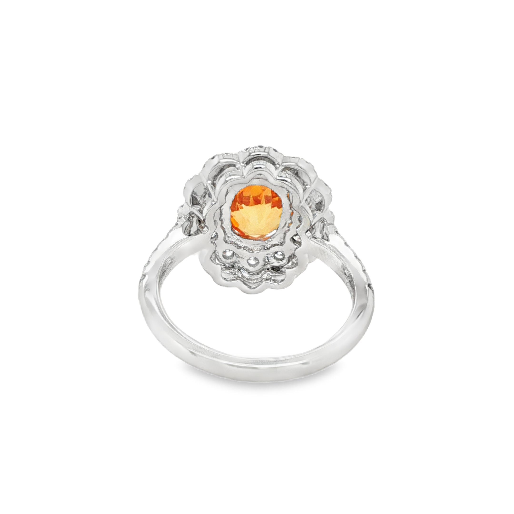 3ct Oval Mandarin Spessartite Diamond Halo Ring