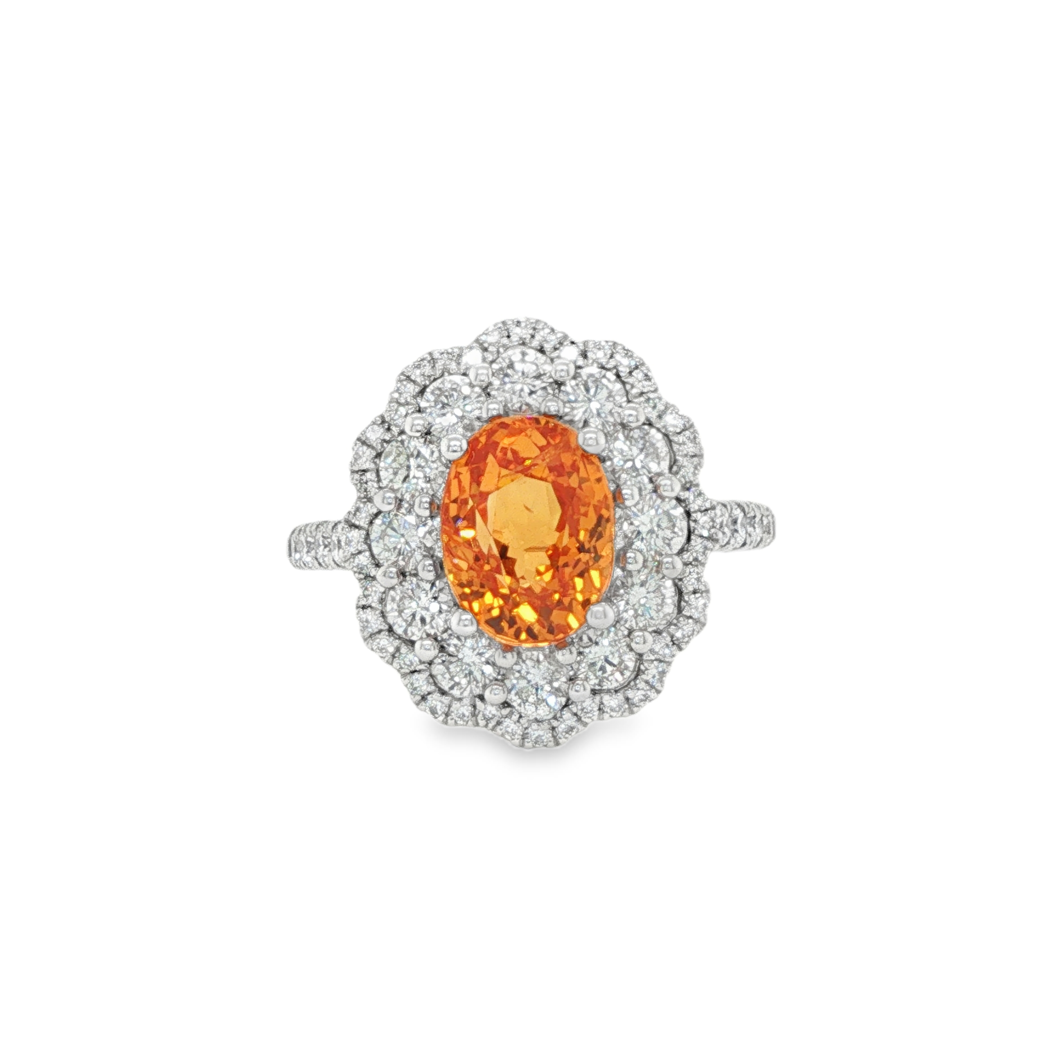 3ct Oval Mandarin Spessartite Diamond Halo Ring
